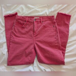 LOFT Made And Loved High Waist Skinny Pink Raw Hem Jeans Women's Size 4/27